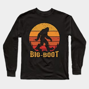 Big Boot Funny Bigfoot Sasquatch Pun Vintage Distressed Sunset  Long Sleeve T-Shirt